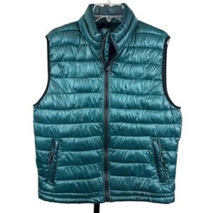 Aeropostale Puffer Vest Men's Size Large Teal Green Quilted Zip Front Pockets